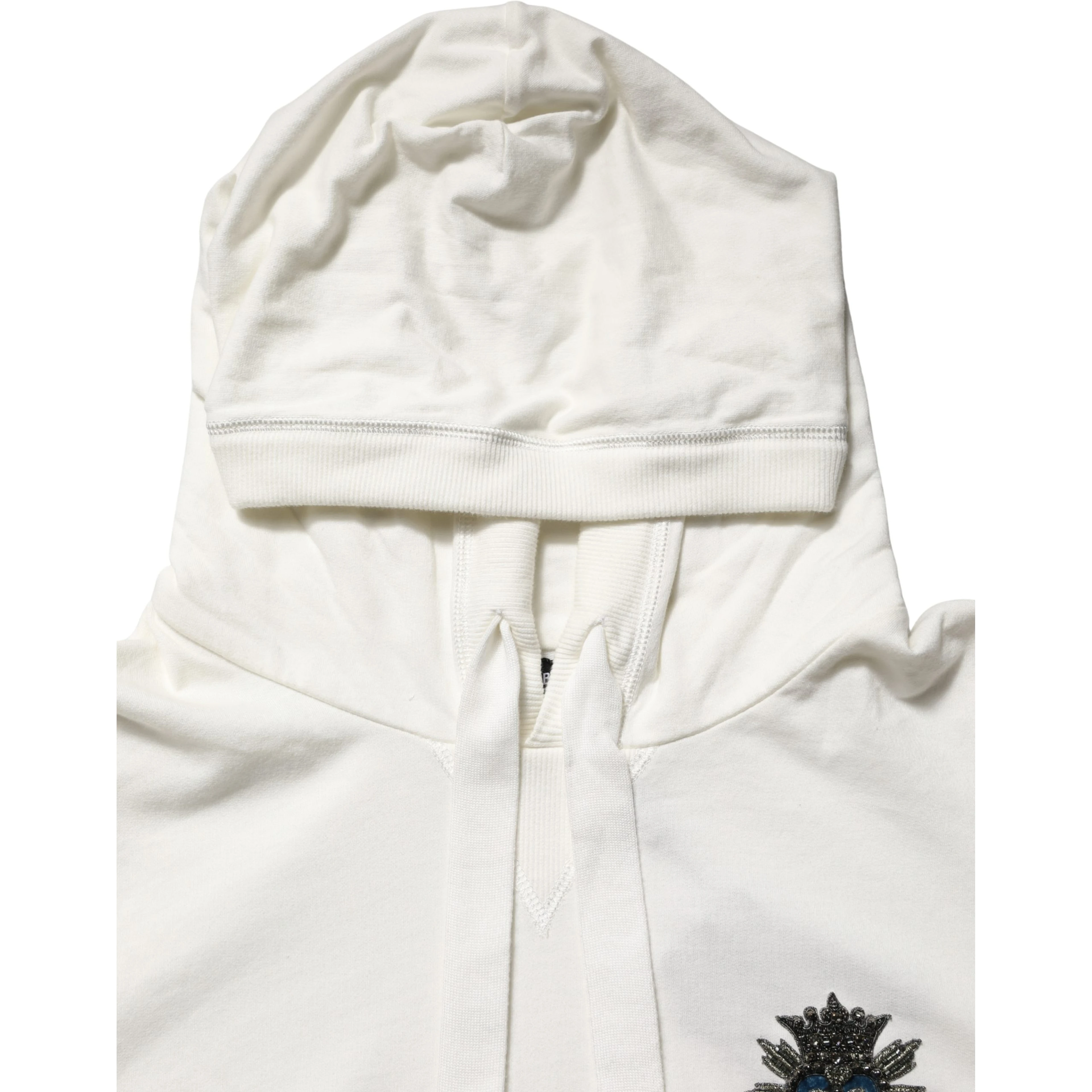 White Cotton Hooded Sweatshirt Sweater