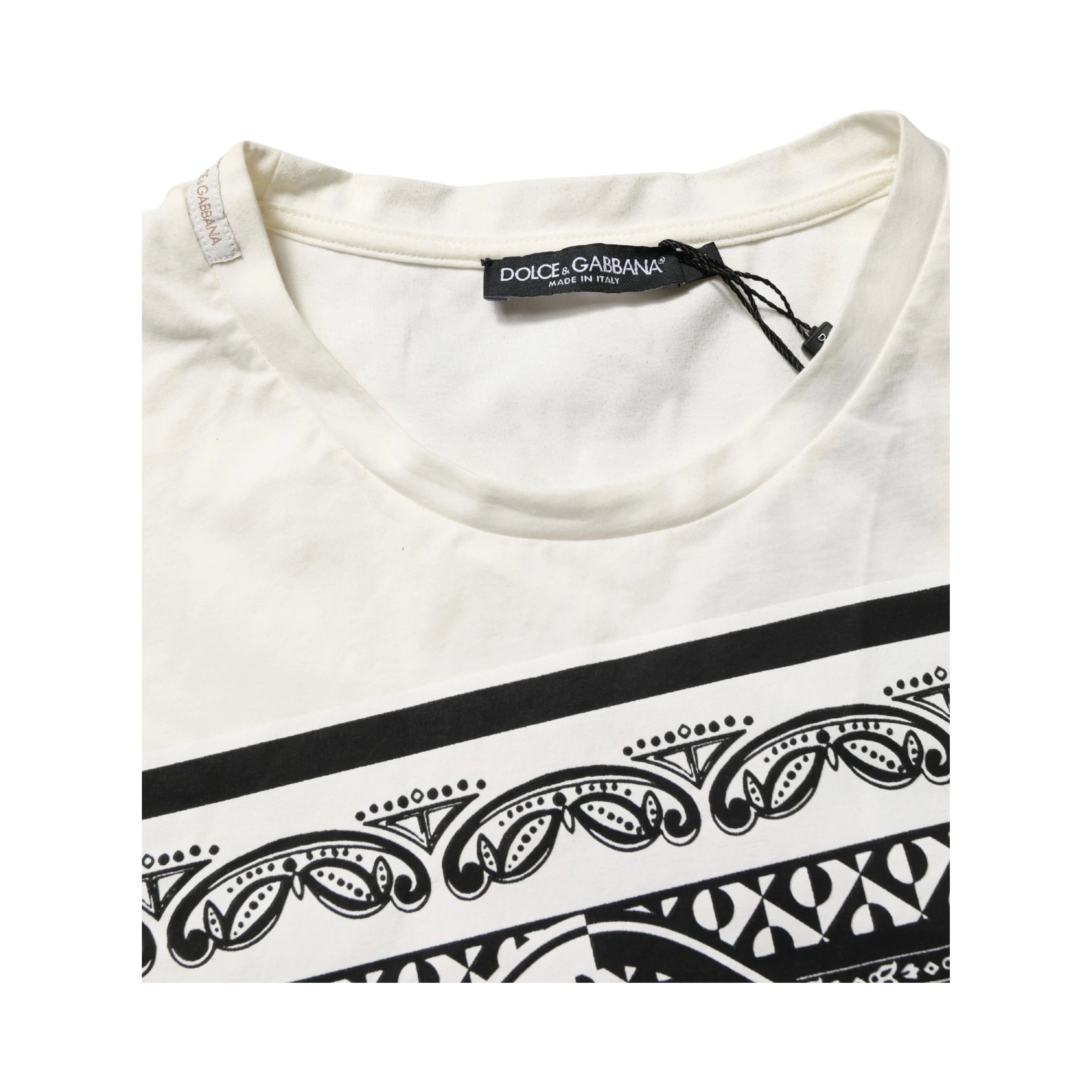 White Cotton Logo Bandana Print Men T-shirt