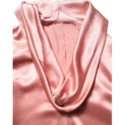 Pink Satin Silk V-neck Long Sleeves Blouse Top