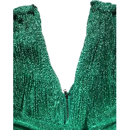 Emerald Green Plissé Evening Gown Dress