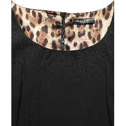 Black Viscose Cropped Sleeves Midi Dress