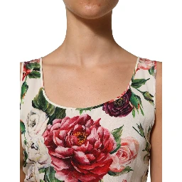White Floral Sheath Sleeveless Mini Dress