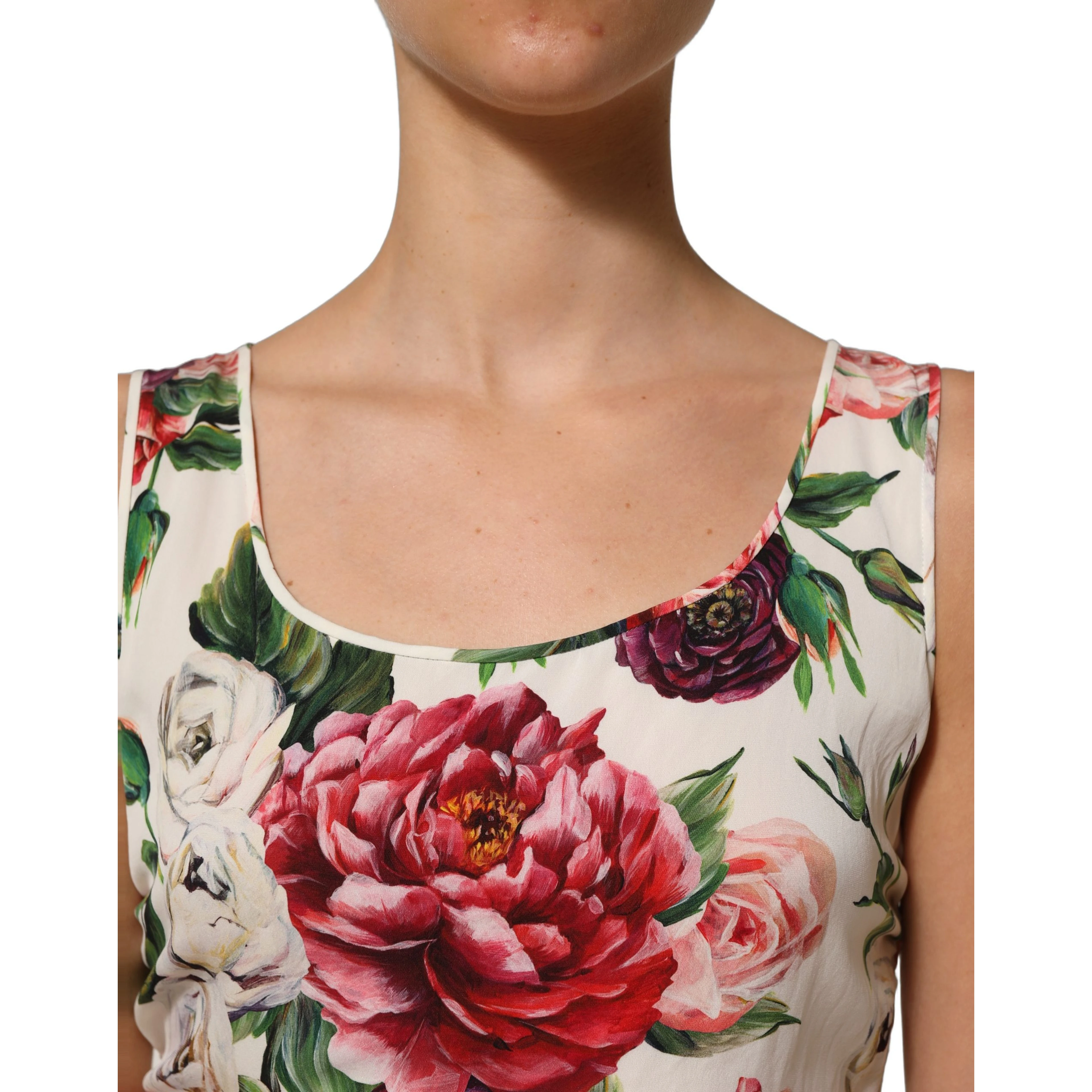 White Floral Sheath Sleeveless Mini Dress