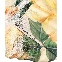 Yellow Floral Print Silk Pleated Maxi Dress