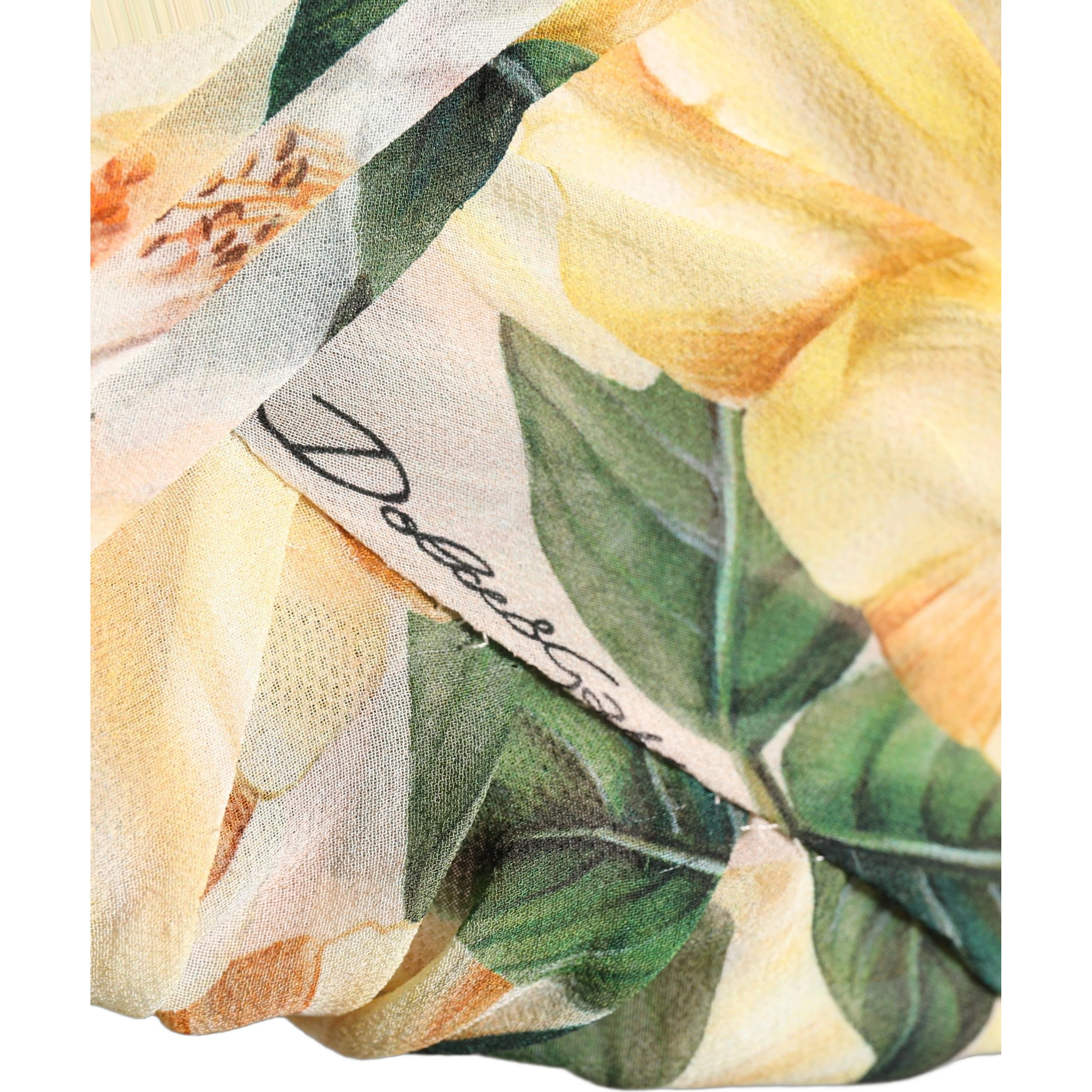 Yellow Floral Print Silk Pleated Maxi Dress