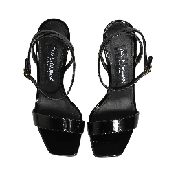 Black Leather Ankle Strap Heels Sandals Shoes