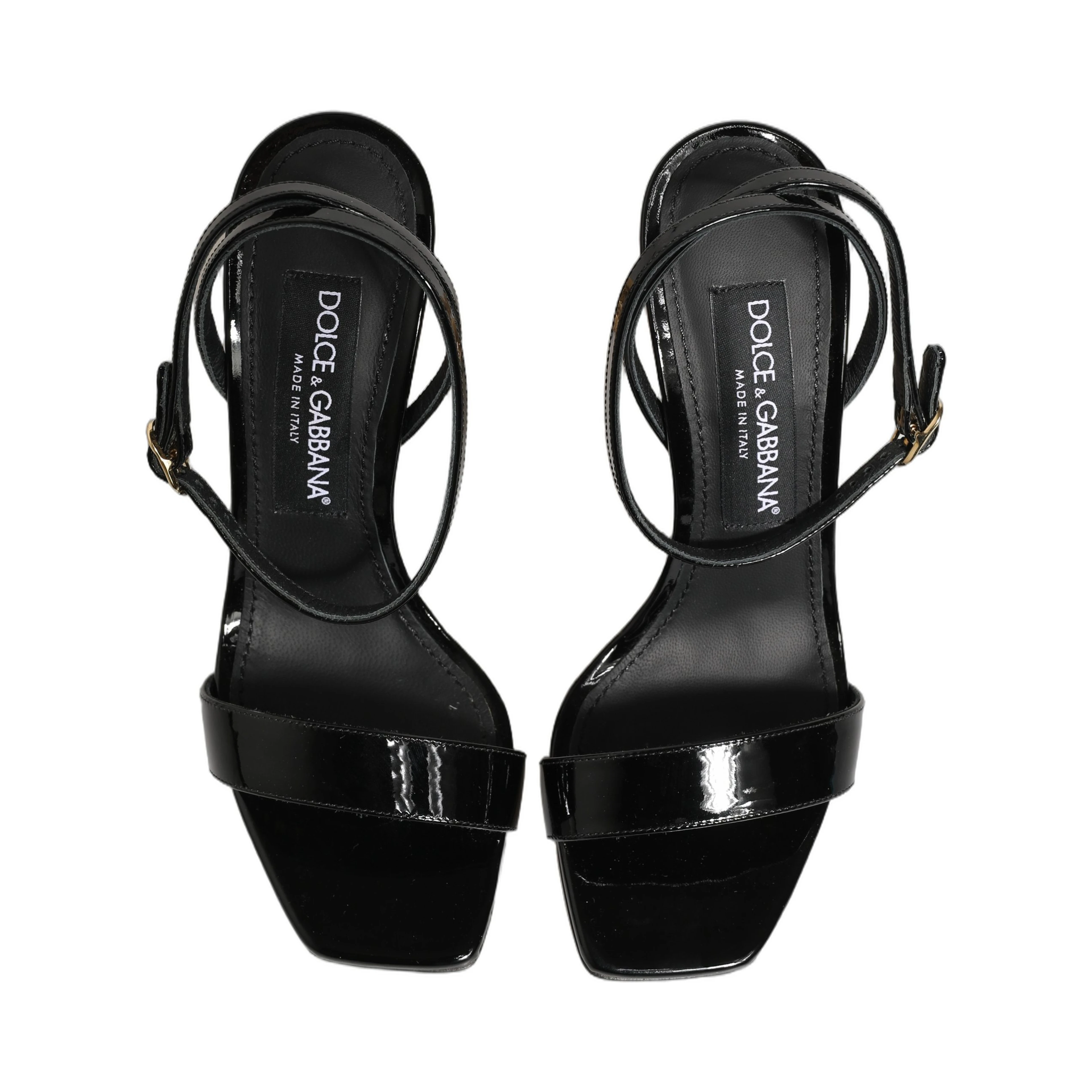 Black Leather Ankle Strap Heels Sandals Shoes