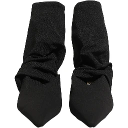 Black Stretch Socks Heels Ankle Boots Shoes