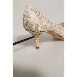 White Taormina Lace Crystal Pumps Shoes