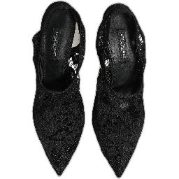 Black Lace Pointed Toe Slingback Pumps Shoes
