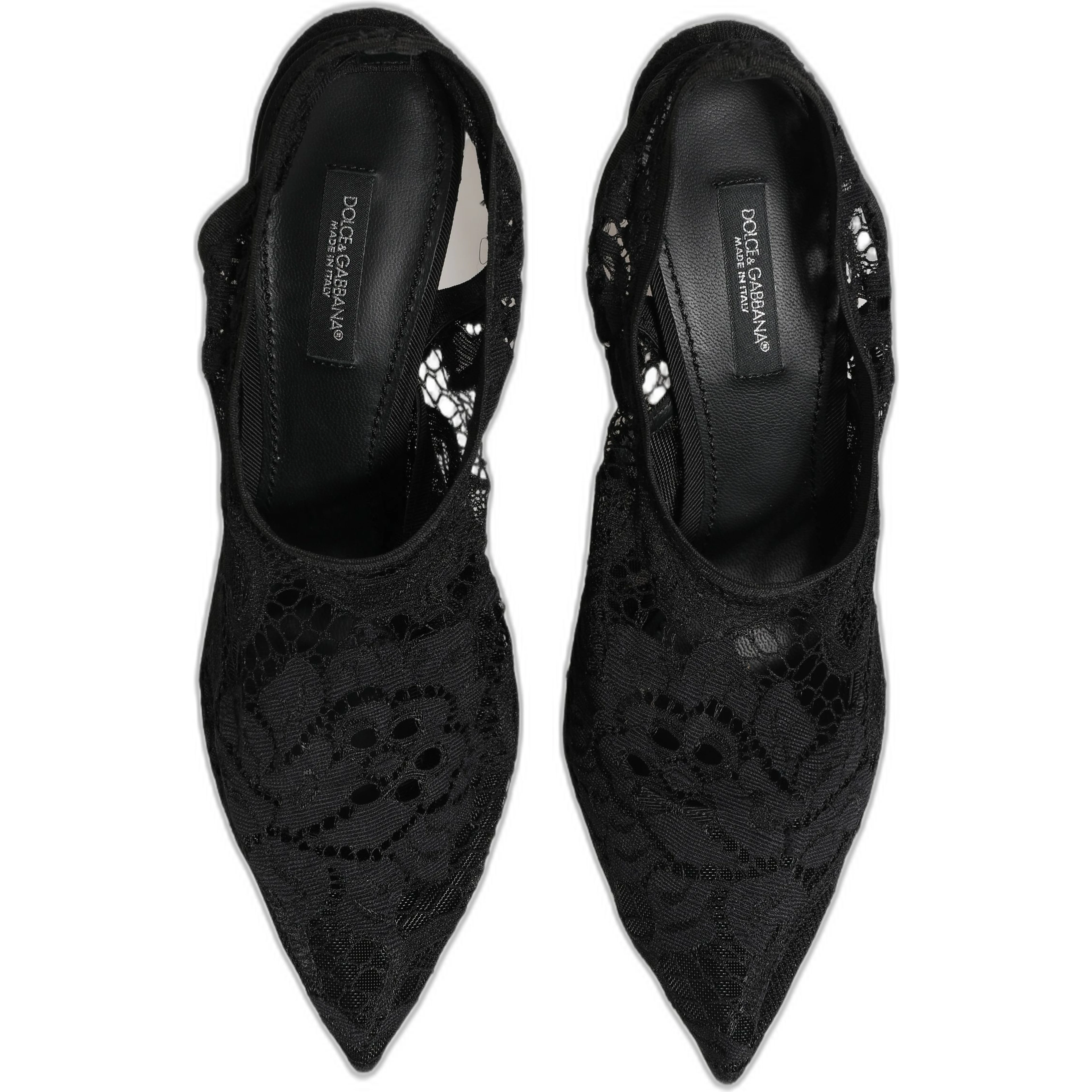 Black Lace Pointed Toe Slingback Pumps Shoes
