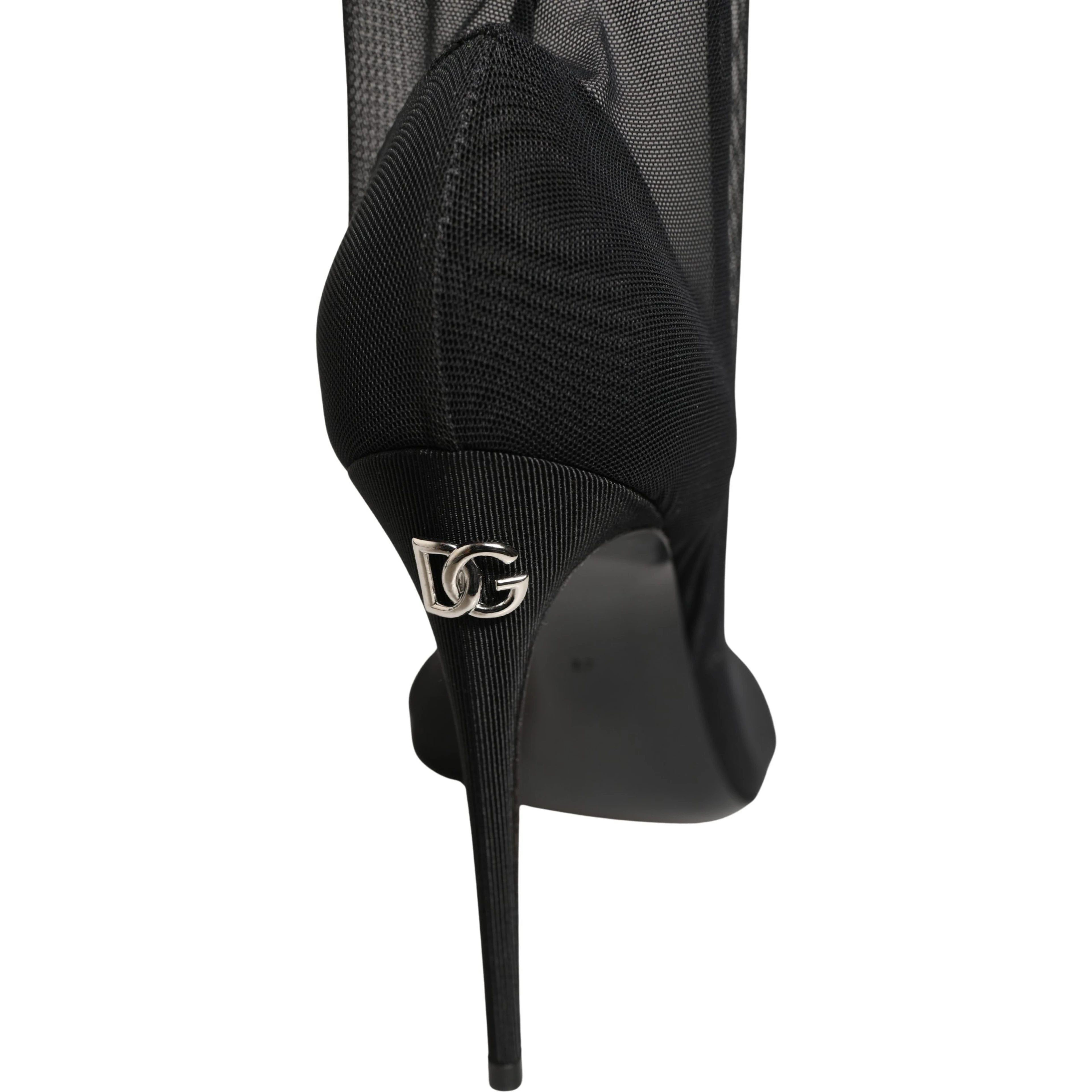 Black Nylon Mesh Sock Style Boots Shoes