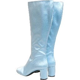 Light Blue Satin Knee High Boots Shoes