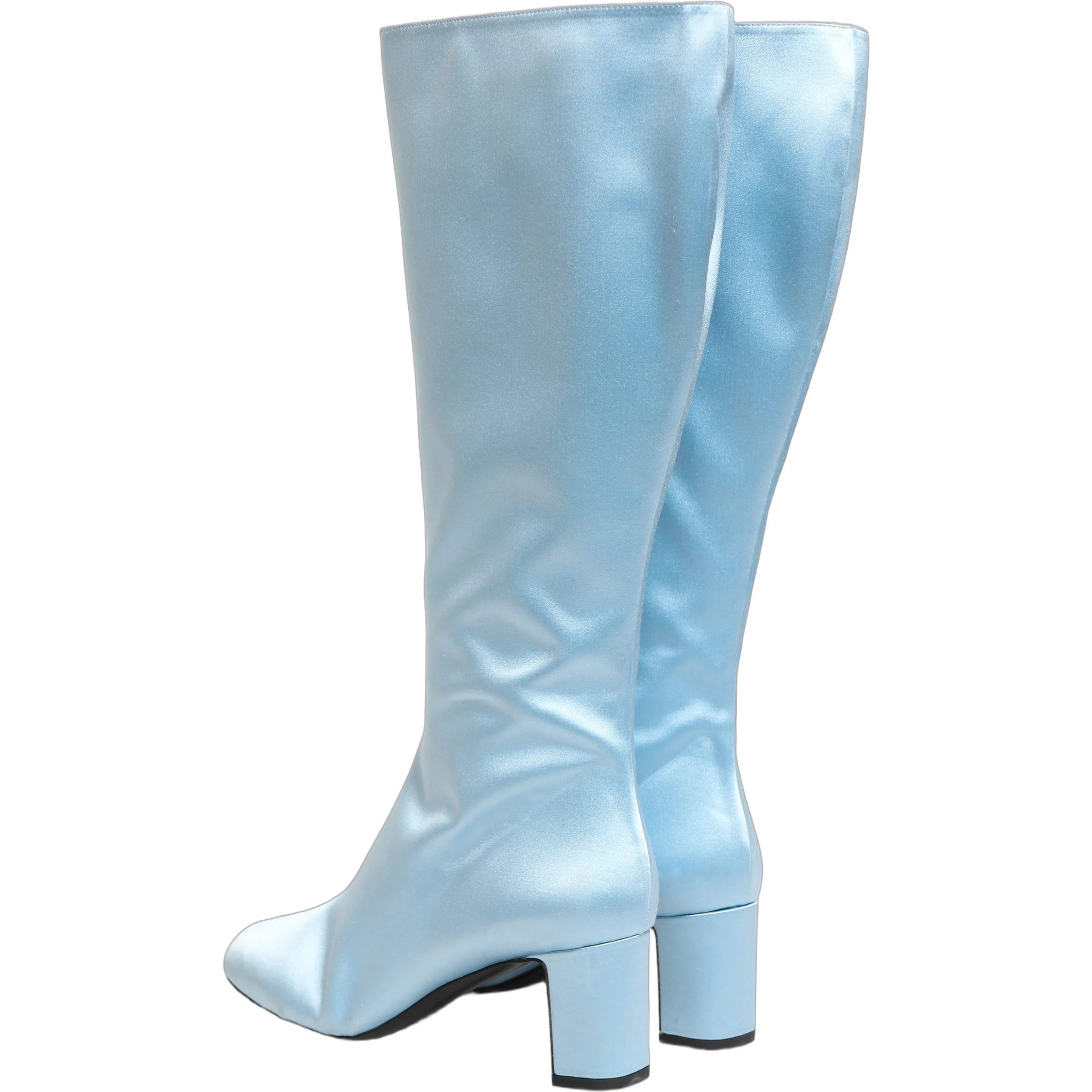 Light Blue Satin Knee High Boots Shoes