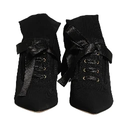 Black Stiletto Heels Mid Calf Boots Shoes