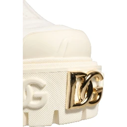 White Leather Rubber Logo Ankle Boots Shoes
