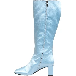 Light Blue Satin Knee High Boots Shoes