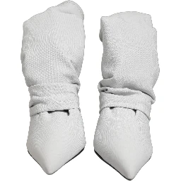 Gray Stretch Socks Heels Ankle Boots Shoes