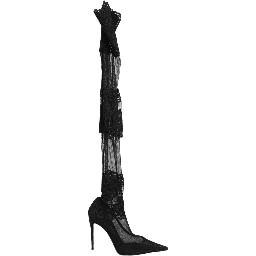 Black Over The Knee Sock Pumps Boots Shoes