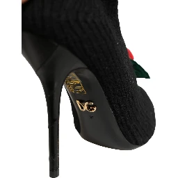 Black Stiletto Heels Mid Calf Boots Shoes