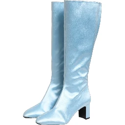 Light Blue Satin Knee High Boots Shoes