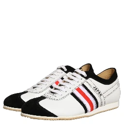 Black White Leather Suede Low Top Sneakers Shoes