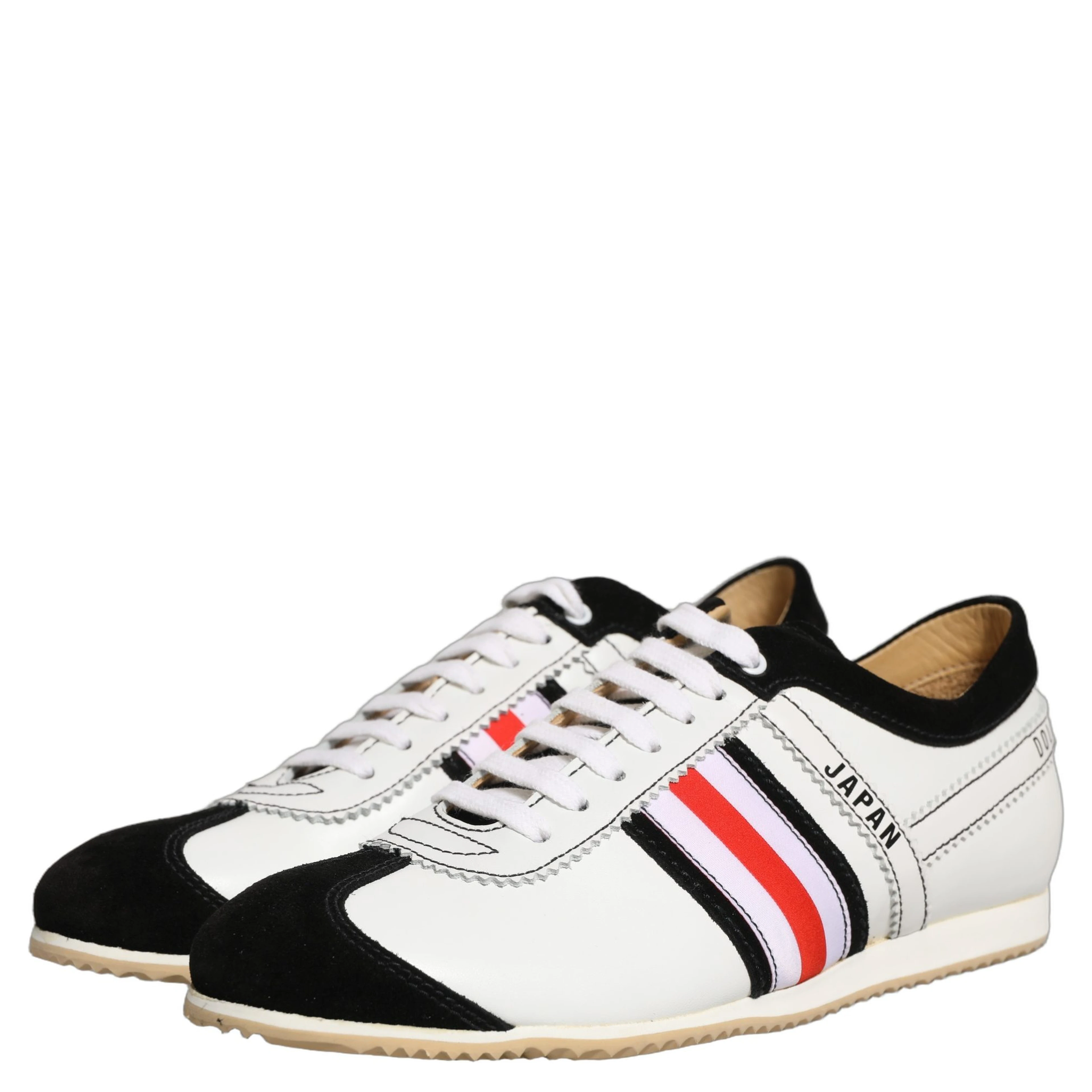 Black White Leather Suede Low Top Sneakers Shoes