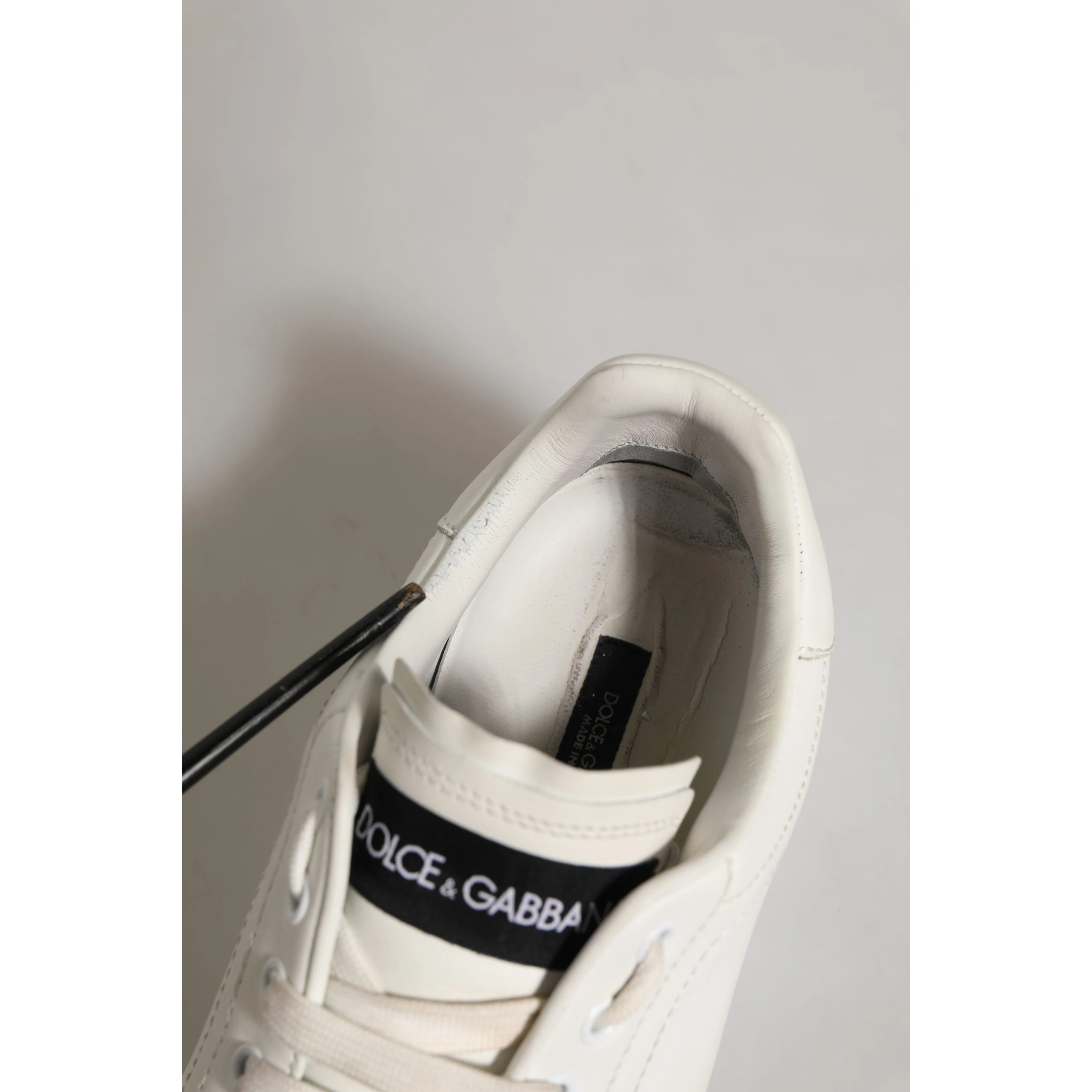 White Leather Logo Plaque Low Top Sneakers Shoes