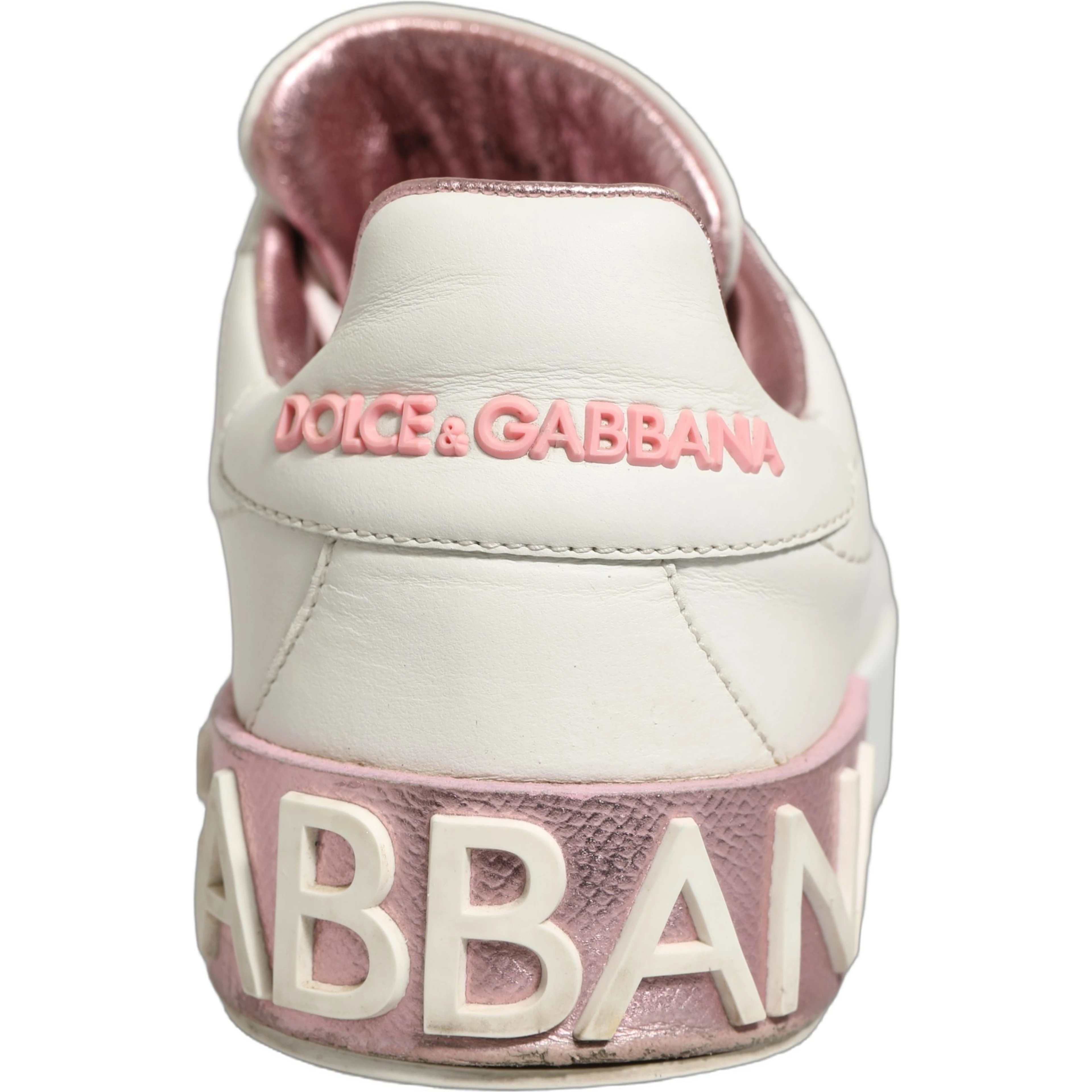 White Pink Leather Low Top Sneakers Shoes