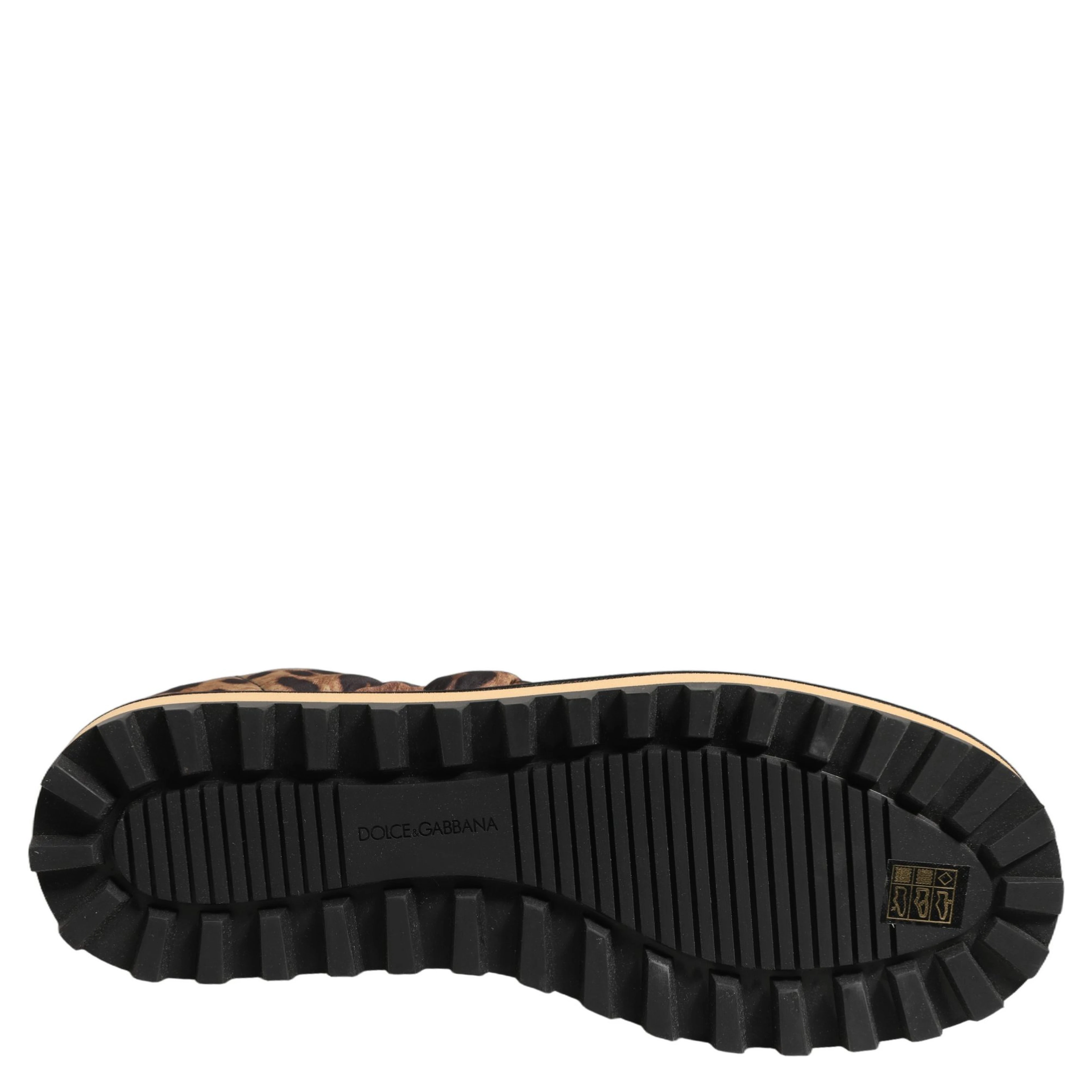 Brown Leopard Print Quilted Men Sneakers Shoes