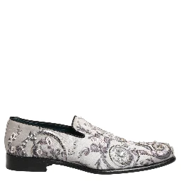 White Sequined Formal Slip On Loafers Shoes
