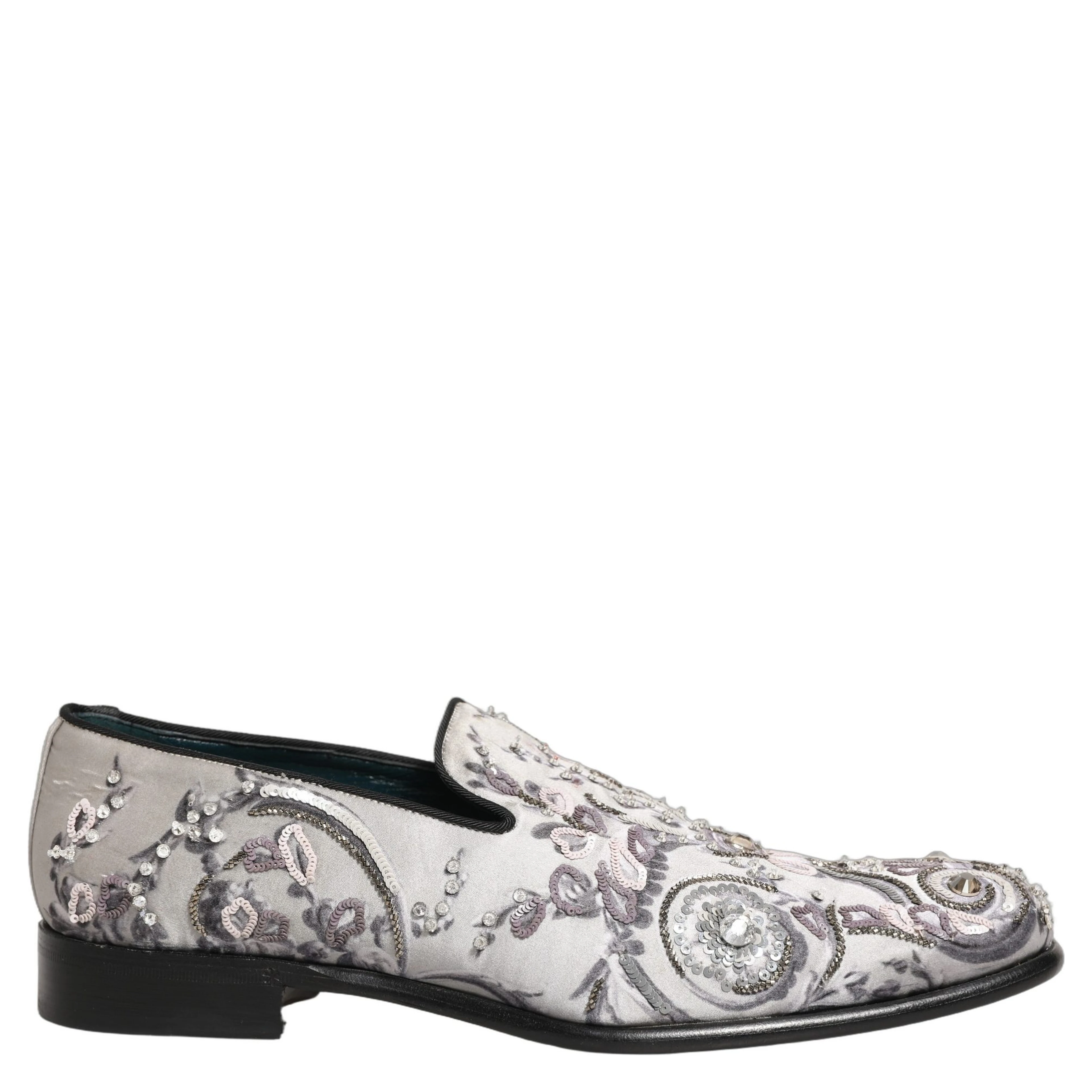 White Sequined Formal Slip On Loafers Shoes
