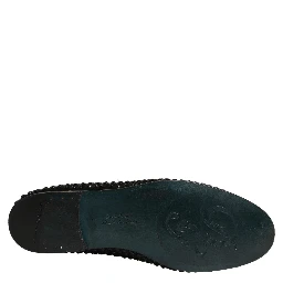 Black Rhinestone Embellished Loafers Shoes