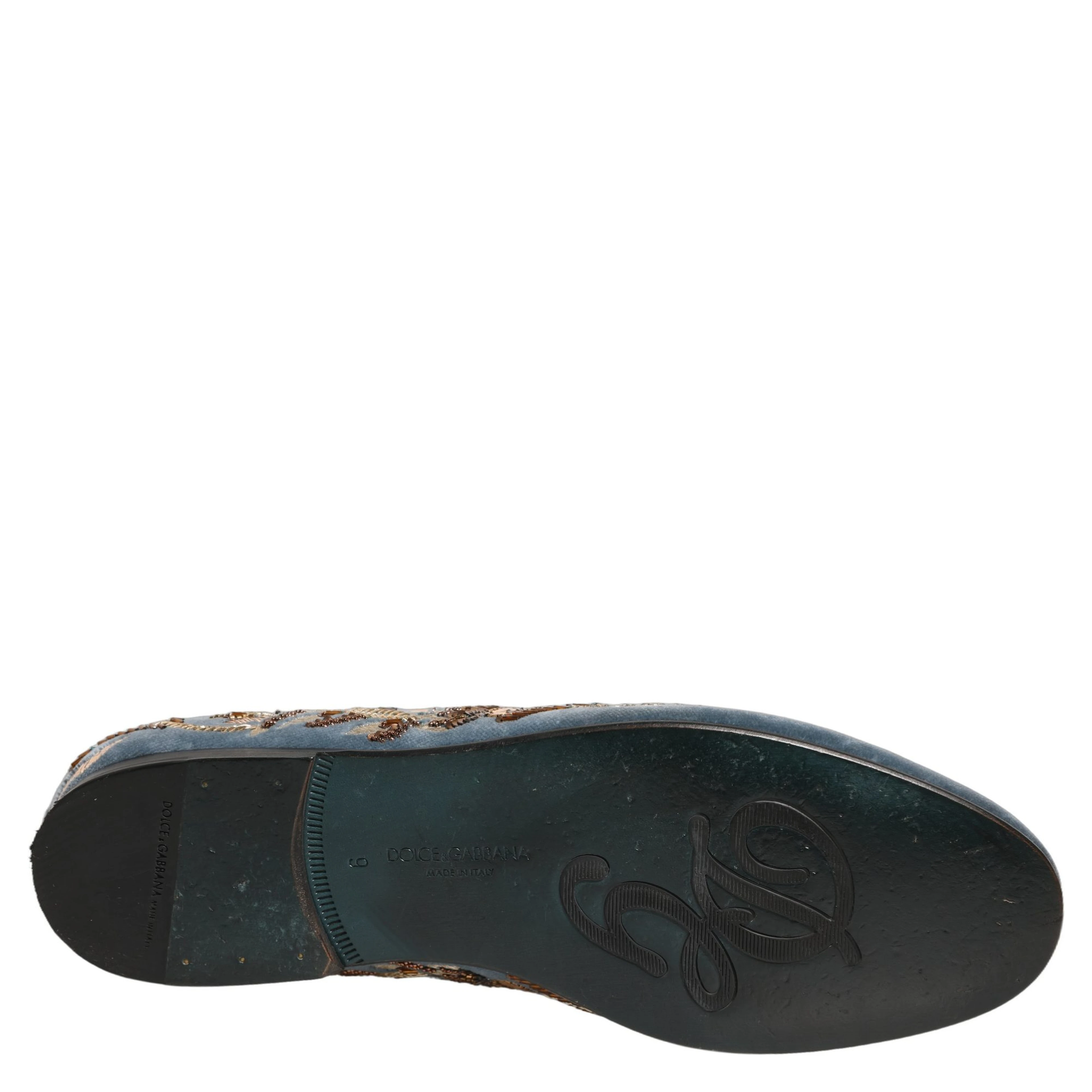 Blue Velvet Embellished Dress Loafers Shoes