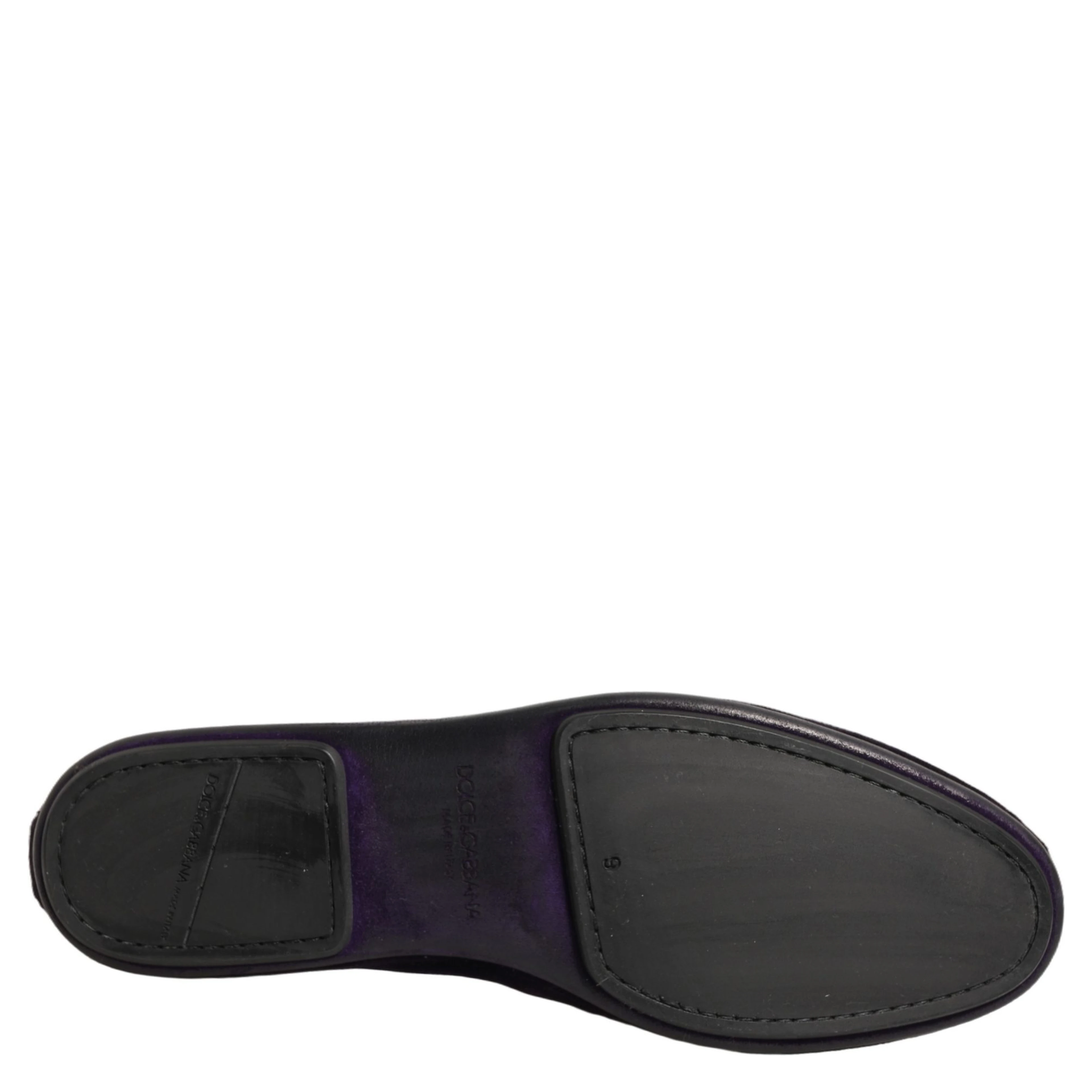 Purple Velvet Crown Embroidery Loafers Shoes