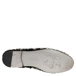 Black Velvet Embellished Dress Loafers Shoes