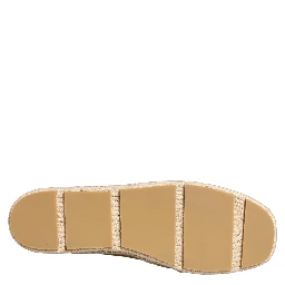 Beige Leather Cutout Logo Espadrilles Shoes
