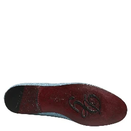 Blue Woven Men Slip On Dress Loafers Shoes
