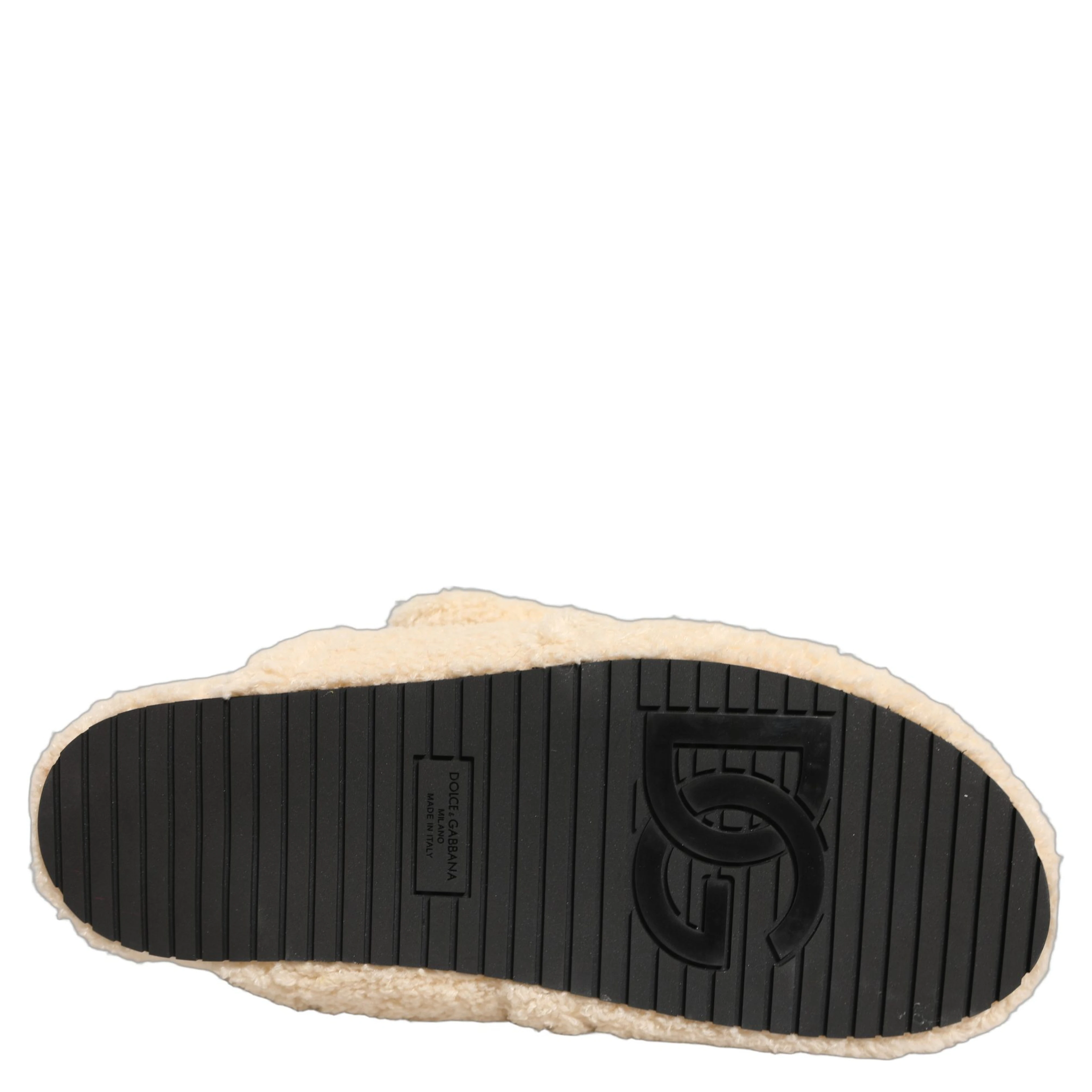 Beige Faux Fur Flats Men Slides Sandals Shoes