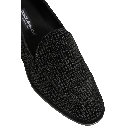 Black Logo Monogram Men Dress Loafers Shoes