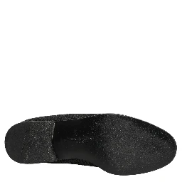 Black Logo Monogram Men Dress Loafers Shoes