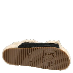 Beige Black Faux Fur Flats Men Sandals Shoes
