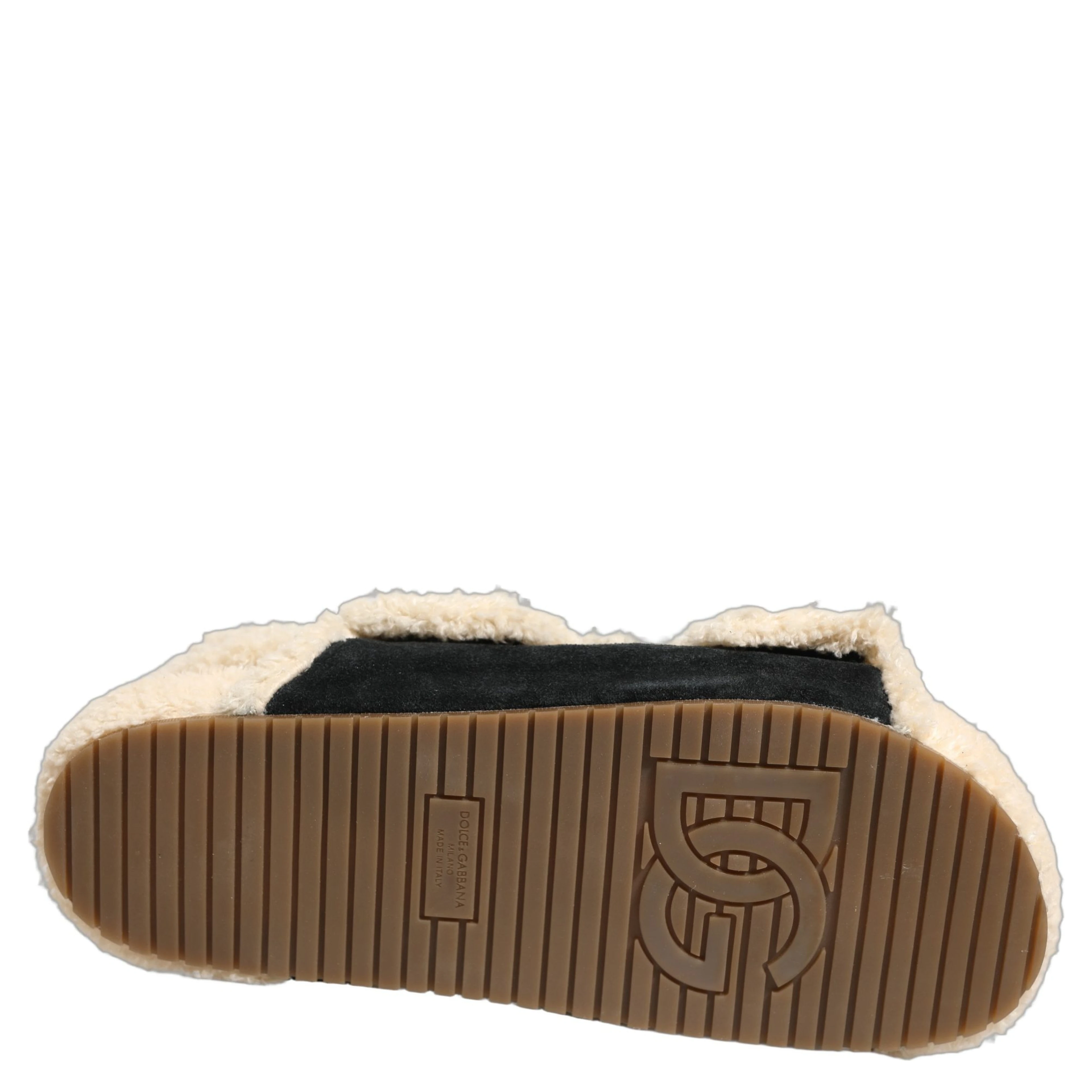 Beige Black Faux Fur Flats Men Sandals Shoes
