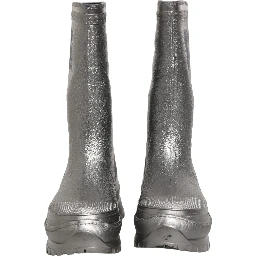 Metallic Silver Pull On Rain Boots Men Shoes