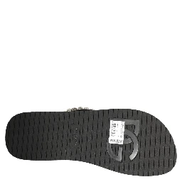 Black Embellished Rubber Flip Flops Men Shoes