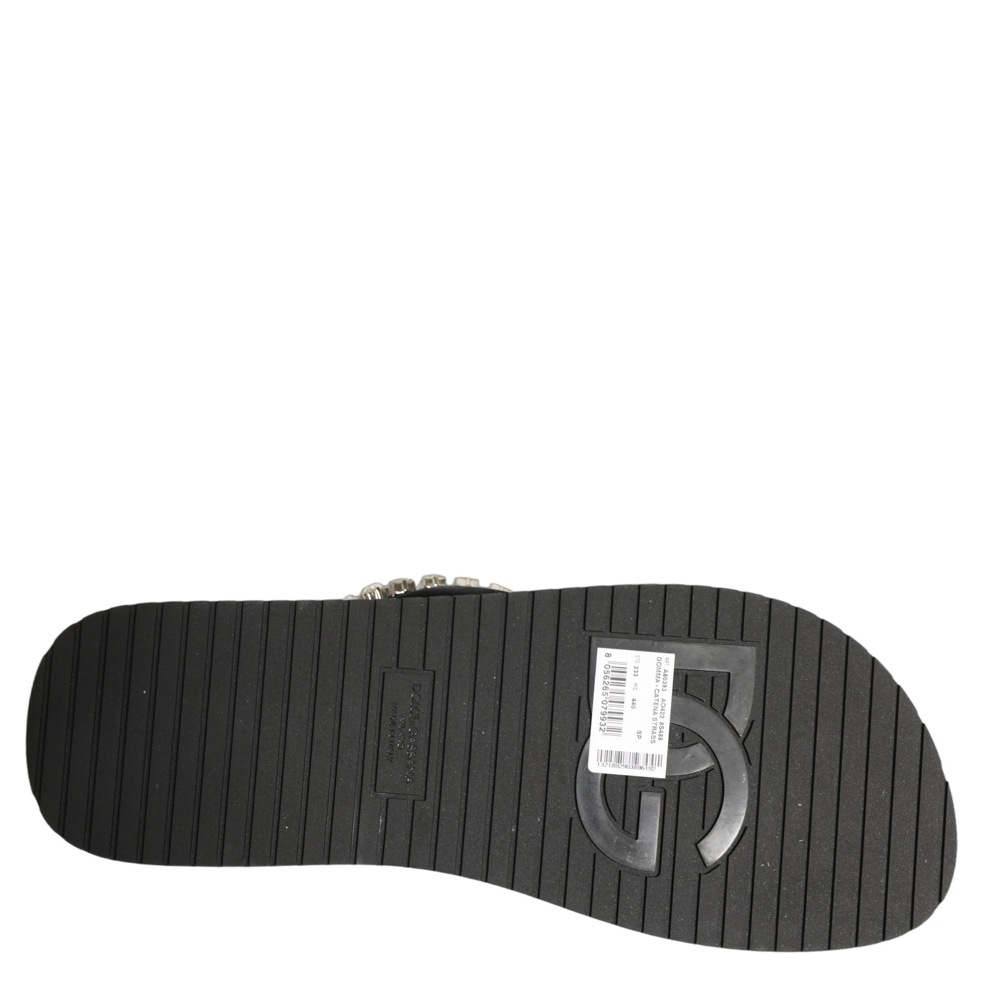 Black Embellished Rubber Flip Flops Men Shoes