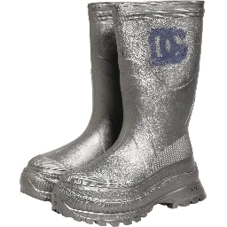 Metallic Silver Pull On Rain Boots Men Shoes