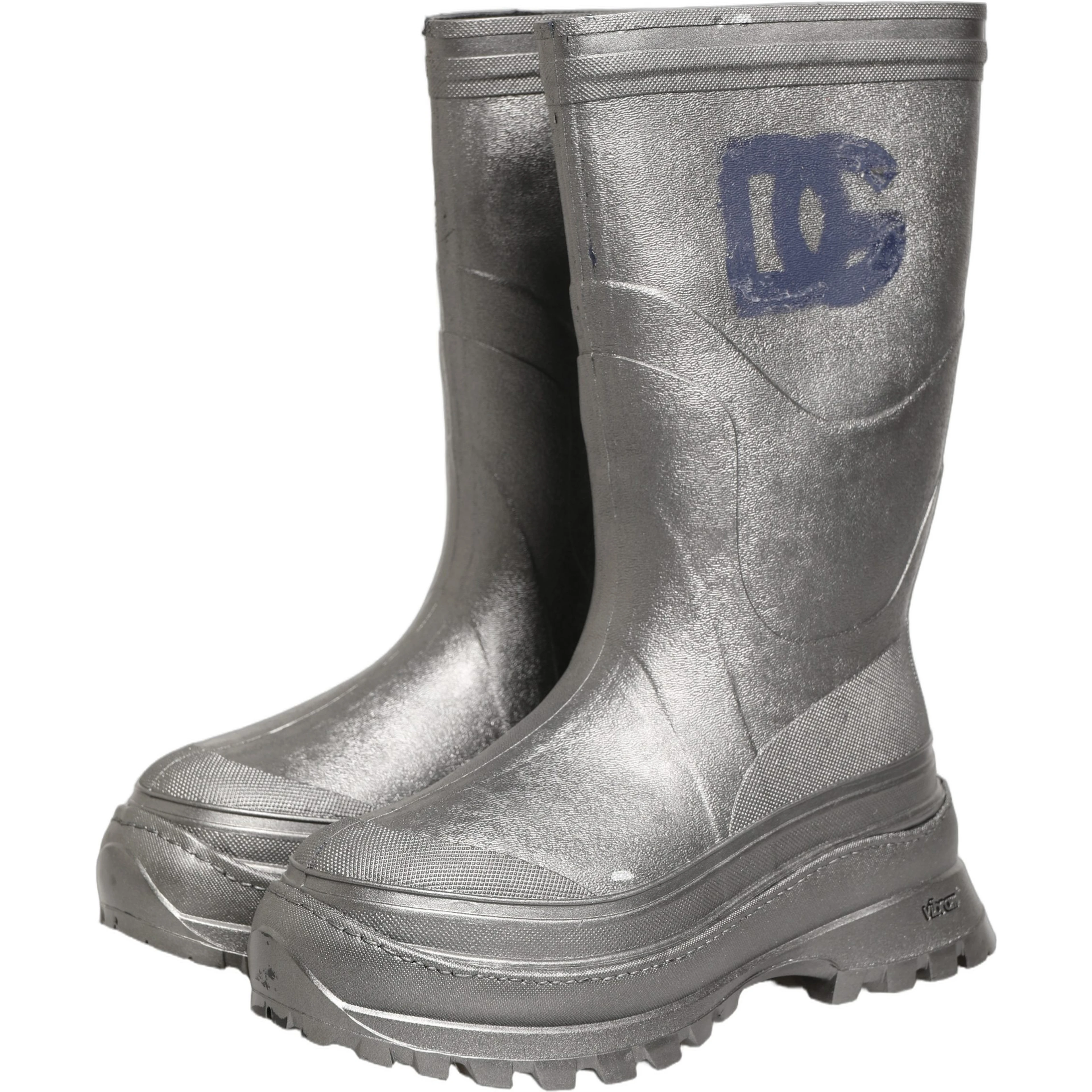 Metallic Silver Pull On Rain Boots Men Shoes