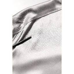 Metallic Grey Satin Silk Formal Dress Shirt