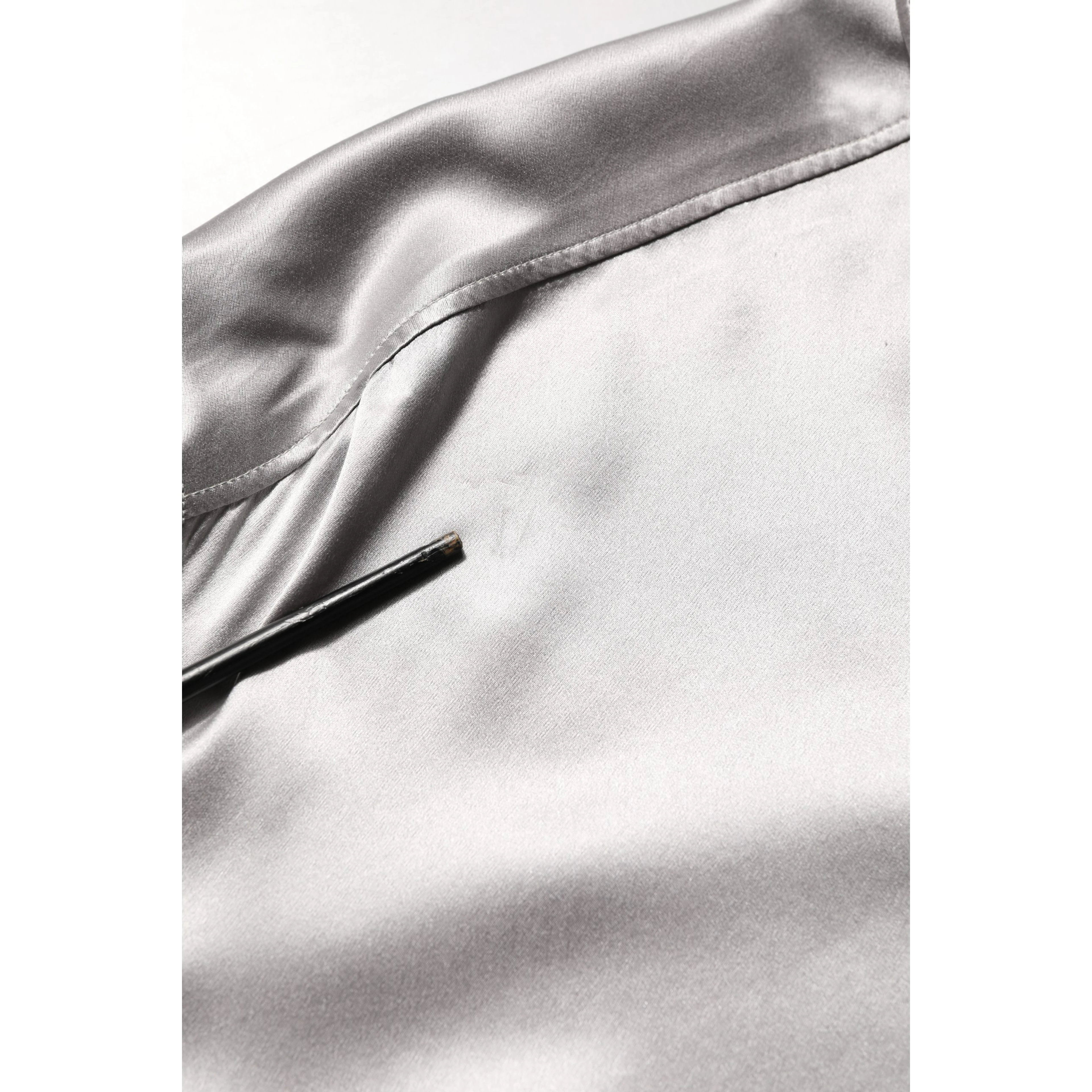 Metallic Grey Satin Silk Formal Dress Shirt